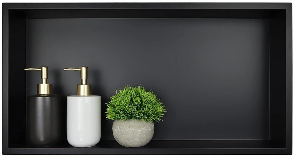 24" x 12" Stainless Steel Shower Niche Matte Black Wall Insert Shelf